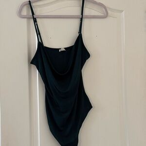 Free People Elegant dark green Draped Bodysuit